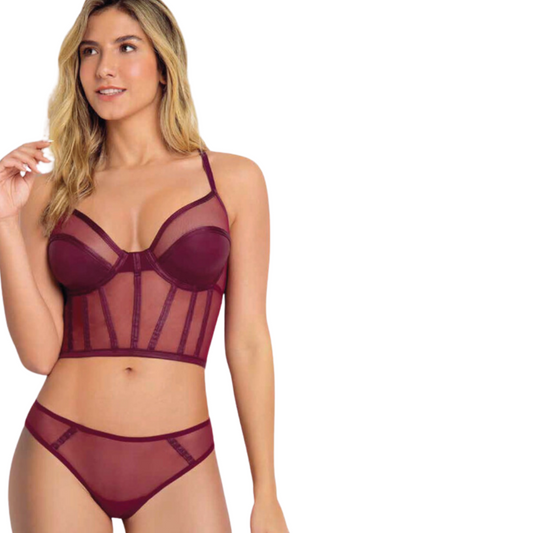 Set Leidy Red ™ | Corset y panty brasilero